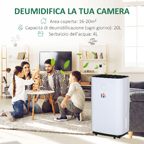 HOMCOM-Deumidificatore-da-25L-3-Modalita-e-2-Velocita-Timer-24h-Design-Silenzioso-33.5x23x57cm-Bianco