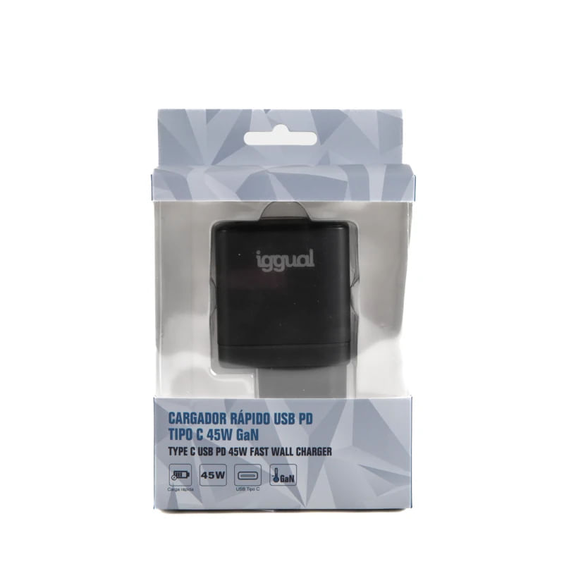 Caricabatterie-rapido-iggual-USB-PD-tipo-C-45W-GaN