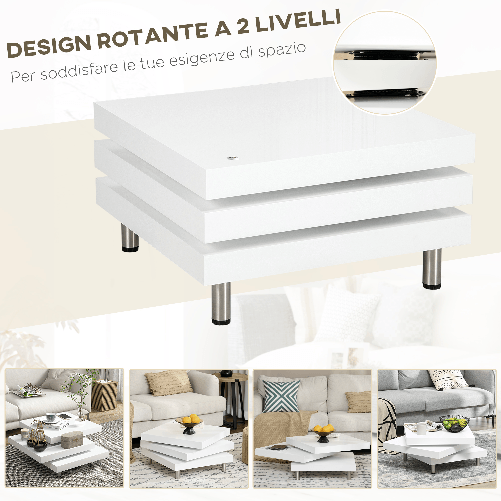 HOMCOM-Tavolino-da-Caffe-da-Salotto-e-Studio-a-3-Livelli-in-MDF-con-2-Piani-Rotanti-60x60x33.5-cm-Bianco