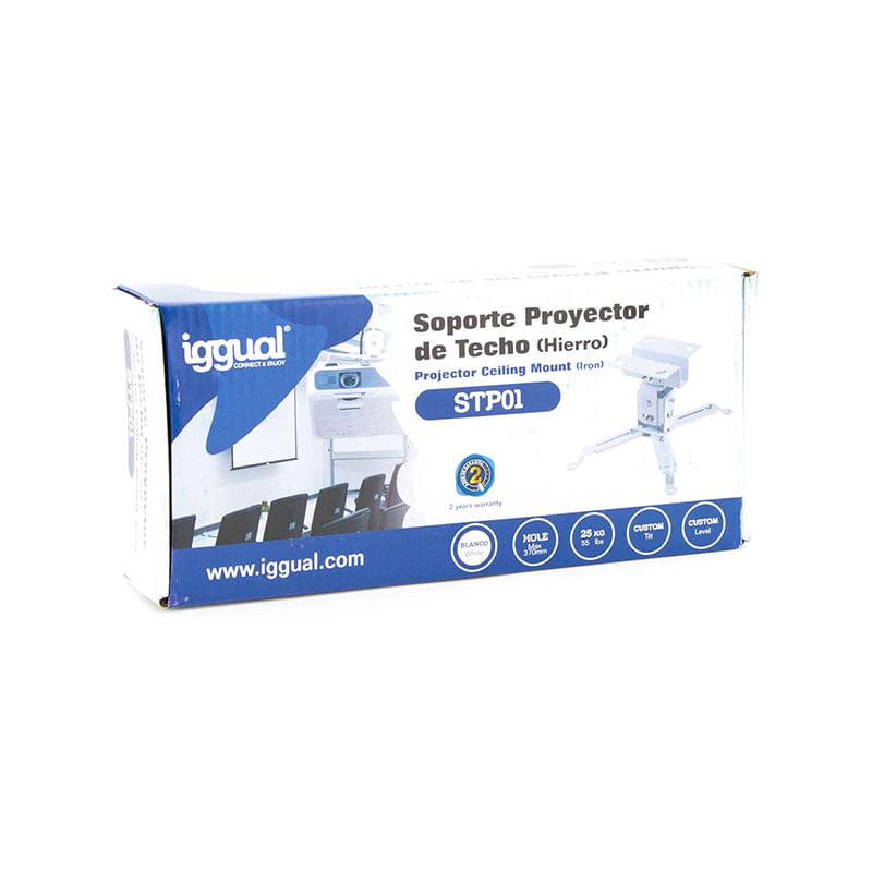 iggual-SPT01-Supporto-per-proiettore-da-soffitto-bianco