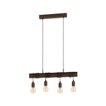 Eglo Lampadario Industrial Townshend 4 4 Luci Acciaio Marrone Invecchiato E Nero