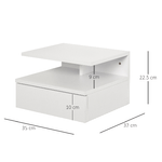 HOMCOM-Set-da-2-Comodini-Sospesi-per-Camera-da-Letto-con-Cassetto-e-Mensola-Superiore-in-Legno-35x32x22.5cm-Bianco