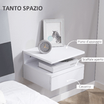 HOMCOM-Set-da-2-Comodini-Sospesi-per-Camera-da-Letto-con-Cassetto-e-Mensola-Superiore-in-Legno-35x32x22.5cm-Bianco