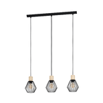 Eglo Lampadario Industrial Palmorla 3 Luci Metallo Nero E Marrone