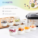 HOMCOM-Yogurtiera-Elettrica-30W-con-8-Vasetti-Inclusi-Timer-1-48-Ore-e-Temperatura-Regolabile-20-50°C-36x18.8x14cm-Argento