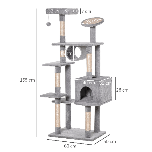 PawHut-Albero-Tiragraffi-con-Graffiatoio-e-Trespoli-per-Gattini-e-Gatti-Adulti-di-Max.-4.5kg-Grigio