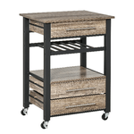 HOMCOM Carrello da Cucina Portavivande con 3 Cassetti e Mensola, Mobiletto Multiuso in Legno Truciolare, 60x50x84.5cm, Quercia