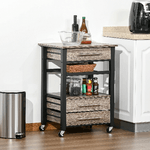 HOMCOM-Carrello-da-Cucina-Portavivande-con-3-Cassetti-e-Mensola-Mobiletto-Multiuso-in-Legno-Truciolare-60x50x84.5cm-Quercia