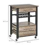 HOMCOM-Carrello-da-Cucina-Portavivande-con-3-Cassetti-e-Mensola-Mobiletto-Multiuso-in-Legno-Truciolare-60x50x84.5cm-Quercia