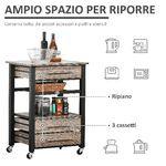 HOMCOM-Carrello-da-Cucina-Portavivande-con-3-Cassetti-e-Mensola-Mobiletto-Multiuso-in-Legno-Truciolare-60x50x84.5cm-Quercia