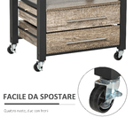 HOMCOM-Carrello-da-Cucina-Portavivande-con-3-Cassetti-e-Mensola-Mobiletto-Multiuso-in-Legno-Truciolare-60x50x84.5cm-Quercia