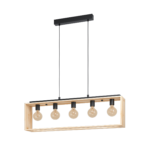 Lampadario-Industrial-Famborough-5-Luci-Metallo-Nero