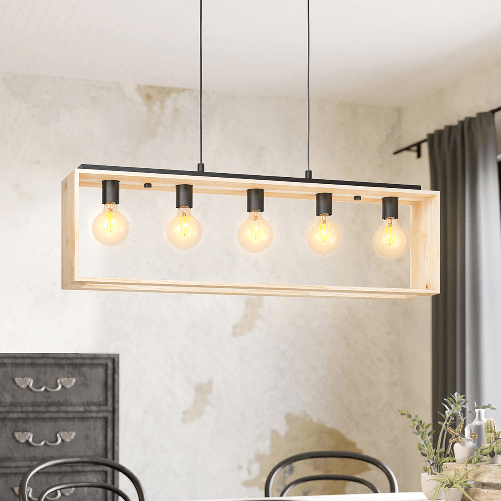 Lampadario-Industrial-Famborough-5-Luci-Metallo-Nero