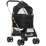 PawHut-Passeggino-per-Cani-Pieghevole-con-Trasportino-Rimovibile-e-Tettuccio-82x49.5x98cm-Nero