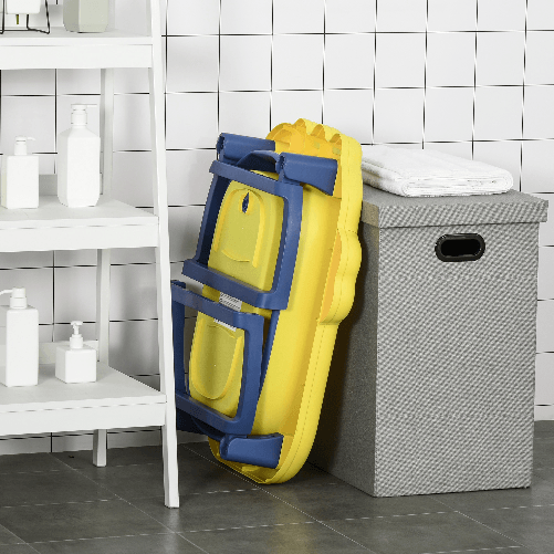 HOMCOM-Vaschetta-Bagnetto-Pieghevole-per-Neonati-e-Bambini-di-0-6-Anni-in-Plastica-Antiscivolo-Blu-e-Giallo-75.3x55.4x43cm