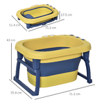 HOMCOM-Vaschetta-Bagnetto-Pieghevole-per-Neonati-e-Bambini-di-0-6-Anni-in-Plastica-Antiscivolo-Blu-e-Giallo-75.3x55.4x43cm