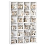 HOMCOM-Mobile-Libreria-Porta-CD-a-Muro-24-Scompartimenti-Regolabile-in-Altezza-130.5-×-89-×-20cm-Bianco