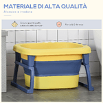 HOMCOM-Vaschetta-Bagnetto-Pieghevole-per-Neonati-e-Bambini-di-0-6-Anni-in-Plastica-Antiscivolo-Blu-e-Giallo-75.3x55.4x43cm