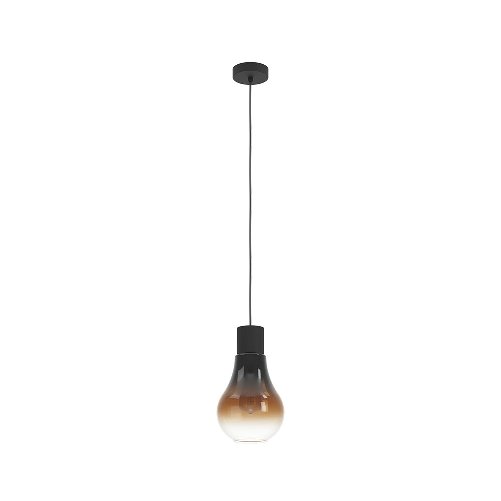 Lampadario-Moderno-Chasely-1-Luce-Acciaio-Nero-Diffusore-Marrone