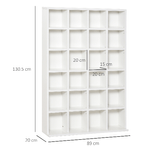 HOMCOM-Mobile-Libreria-Porta-CD-a-Muro-24-Scompartimenti-Regolabile-in-Altezza-130.5-×-89-×-20cm-Bianco