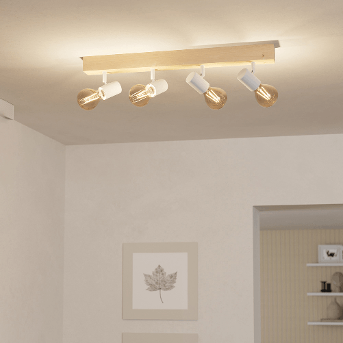 Plafoniera-Industrial-Townshend-3-4-Luci-Legno-Marrone-E-Bianco