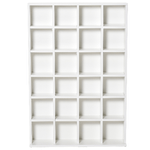 HOMCOM-Mobile-Libreria-Porta-CD-a-Muro-24-Scompartimenti-Regolabile-in-Altezza-130.5-×-89-×-20cm-Bianco