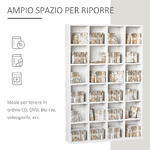 HOMCOM-Mobile-Libreria-Porta-CD-a-Muro-24-Scompartimenti-Regolabile-in-Altezza-130.5-×-89-×-20cm-Bianco