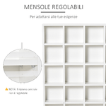 HOMCOM-Mobile-Libreria-Porta-CD-a-Muro-24-Scompartimenti-Regolabile-in-Altezza-130.5-×-89-×-20cm-Bianco