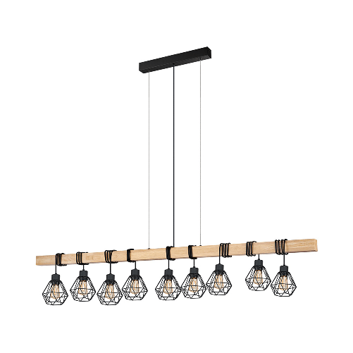 Lampadario-Industrial-Townshend-5-9-Luci-Metallo-Nero-E-Marrone