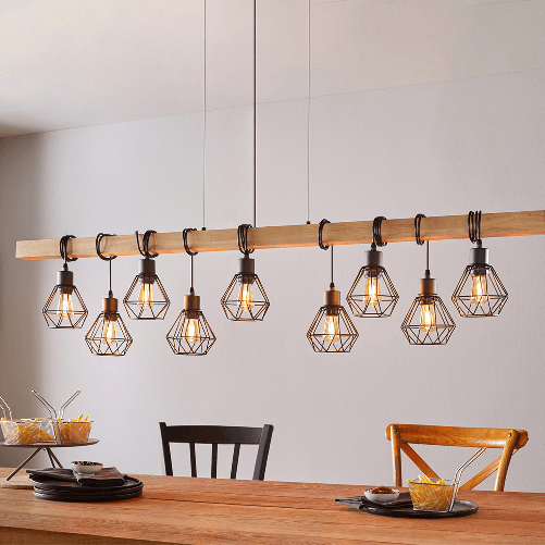 Lampadario-Industrial-Townshend-5-9-Luci-Metallo-Nero-E-Marrone