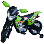 HOMCOM Moto da Cross Elettrica con 2 Rotelline Ausiliarie per Bambini 3-6 anni, Moto Giocattolo 109×52.2×70.5cm Verde