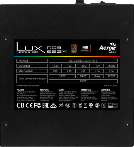 Alimentatore-MODULARE-Aerocool-LUX-RGB-850W-ATX-80-BRONZO