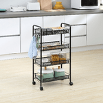 HOMCOM-Carrello-da-Cucina-a-4-Ripiani-Rimovibili-con-4-Ganci-e-Ruote-in-Acciaio-e-Plastica-PP-45x26.5x84-cm-Nero