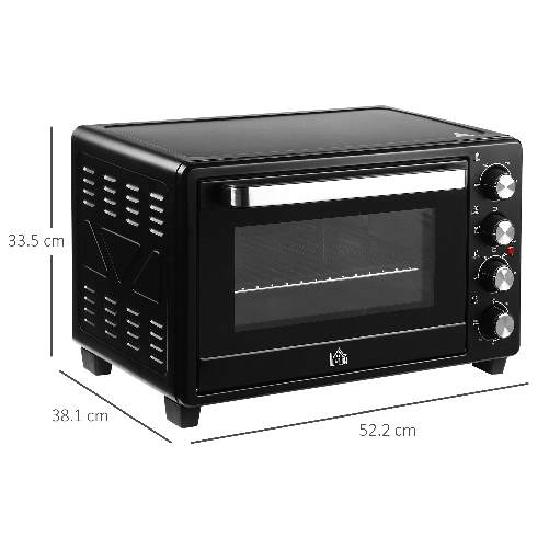 HOMCOM-Fornetto-Elettrico-32L-Regolazione-Temperatura-e-Timer-3-Modalita-di-Cottura-e-Accessori-1600W-52.2x38.1x33.5cm-Nero