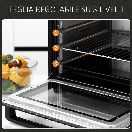 HOMCOM-Fornetto-Elettrico-32L-Regolazione-Temperatura-e-Timer-3-Modalita-di-Cottura-e-Accessori-1600W-52.2x38.1x33.5cm-Nero