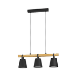 Eglo Lampadario Industrial Boyle 3 Luci Metallo Nero E Marrone