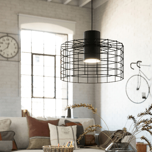 Lampadario-Industrial-Milligan-Medio-1-Luce-Acciaio-Nero-E-Bianco