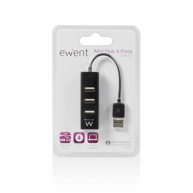 EWENT-MINI-HUB-USB-4P-USB-2.0-NERO-EW1123