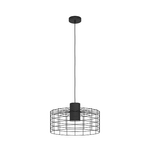 Eglo Lampadario Industrial Milligan Grande 1 Luce Acciaio Nero E Bianco