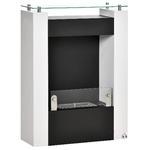 HOMCOM Camino Bioetanolo con Serbatoio da 1.5L Biocamino Copertura 20m² - Bianco/Nero