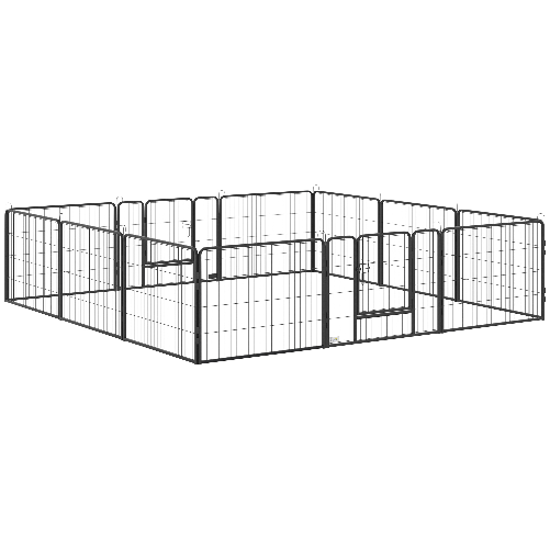 PawHut Recinto per Cani di piccola taglia con 6 pannelli per esterni e  Interni, 82.5-150x79x61cm Metallo