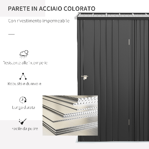 Outsunny-Casetta-da-Giardino-Porta-Utensili-in-Lamiera-Acciaio-con-Serratura-161.5x94.5x196cm-Nero