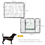 PawHut-Recinto-per-Cani-e-Animali-Domestici-con-12-Pannelli-Modulabili-in-Acciaio-e-2-Ingressi-80x1.5x60cm-Nero