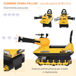 HOMCOM-Carro-Armato-Bambini-con-Cannone-Spara-Palline-e-Vano-Contenitore-Giochi-Cavalcabili-per-Bambini--3-Anni-68cmx24cmx41.5cm-Giallo