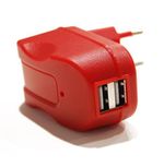 TECNOWARE-SPINA-CON-2-INGRESSI-USB-OUTPUTS-2.1A-E-1A-COLORAZIONE-ROSSO-FAM16295