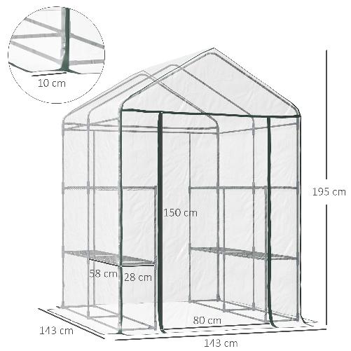 Outsunny-Serra-da-Giardino-Esterno-in-PVC-Trasparente-Serra-da-Balcone-con-Scaffali-per-Piante-Orto-1.43-x-1.43-x-1.95m