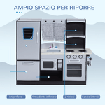 HOMCOM-Grande-Cucina-Giocattolo-Deluxe-per-Bambini-Frigorifero-Microonde-Forno-Fornelli-Lavandino-con-Rubinetto-Congelatore-MDF-P2--legno-di-pino-105Lx31.5Px95Acm-Argentato-marrone