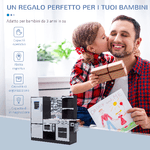 HOMCOM-Grande-Cucina-Giocattolo-Deluxe-per-Bambini-Frigorifero-Microonde-Forno-Fornelli-Lavandino-con-Rubinetto-Congelatore-MDF-P2--legno-di-pino-105Lx31.5Px95Acm-Argentato-marrone