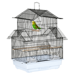 PawHut Gabbia per Uccelli in Metallo e Plastica con Maniglia di Trasporto e Vassoio Estraibile, 50.5x41x63 cm, Bianco