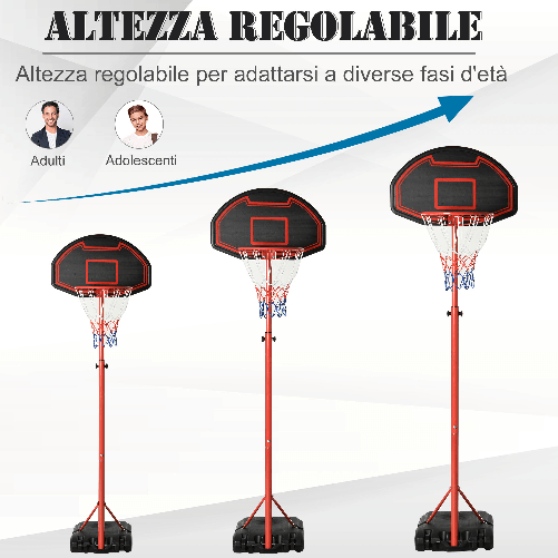 HOMCOM-Canestro-Portatile-Canestro-Basket-da-Esterno-con-Altezza-Regolabile-193.5-248.5cm-e-Base-da-Riempire-con-Acqua-o-Sabbia-in-Acciaio-e-Nylon-74x127x193.5-248.5cm